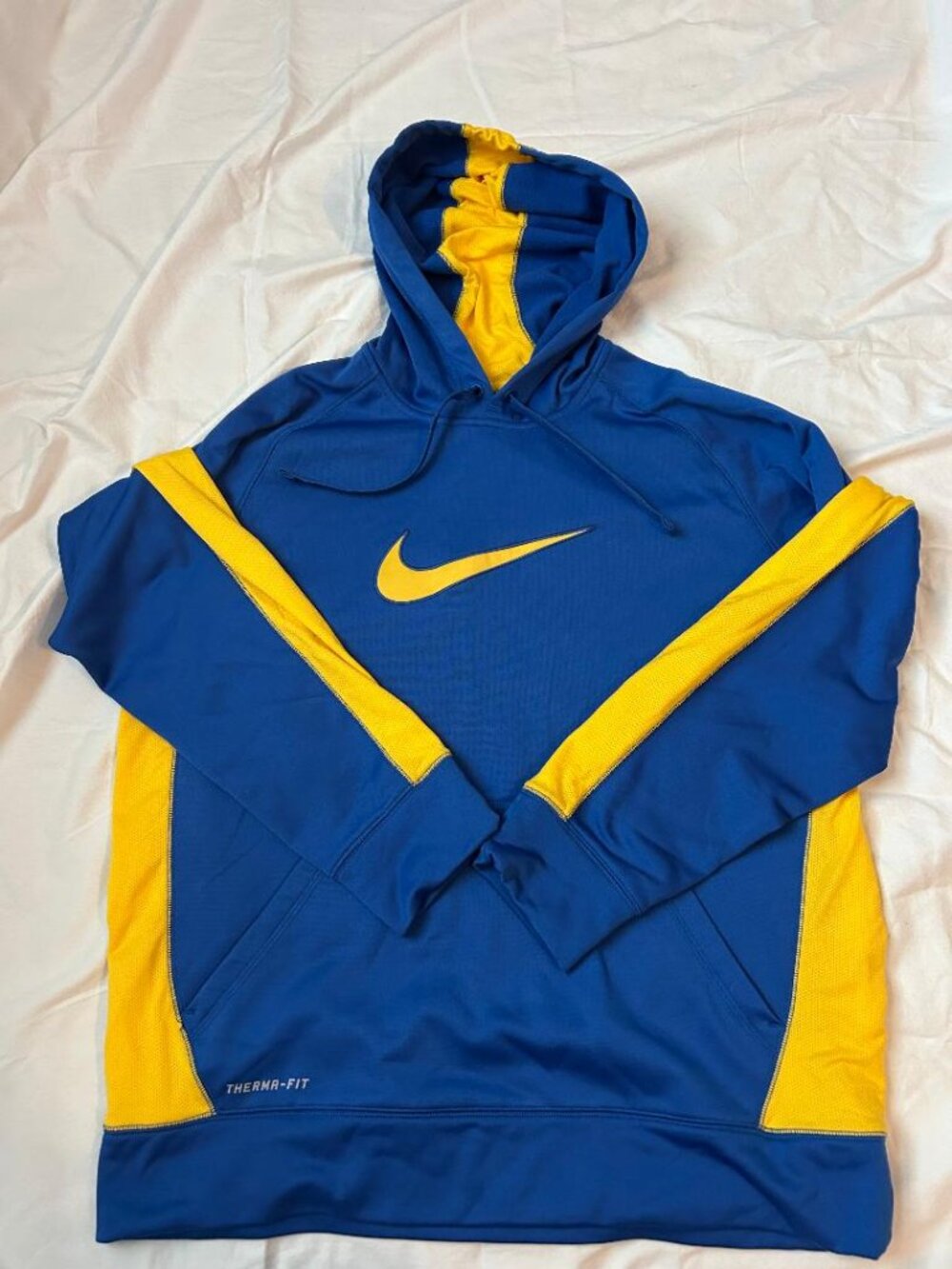 NIKE THERMA FIT BLUE YELLOW HOODIE SIZE LARGE